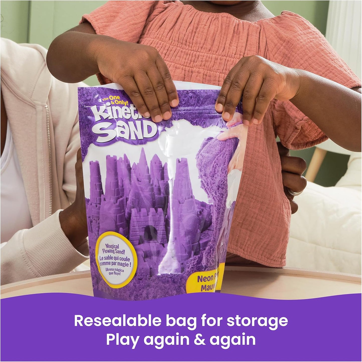 Kinetic Sand, 2lbs Purple Play Sand, Moldable Sensory Toys for Kids, Resealable Bag (Packaging May Vary), for Ages 3 and up