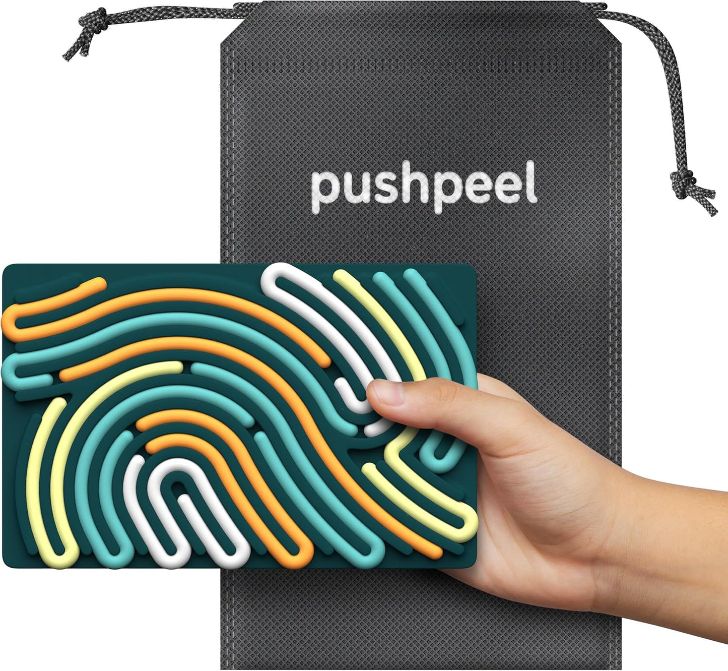 Pushpeel Sensory Activity Board: Silicone Fidget Toy for Calming, Stress, Anxiety, ADHD & Autism | Silent, No Mess | Kids 3+ & Adults | Includes Portable Travel Bag & 11 Strings