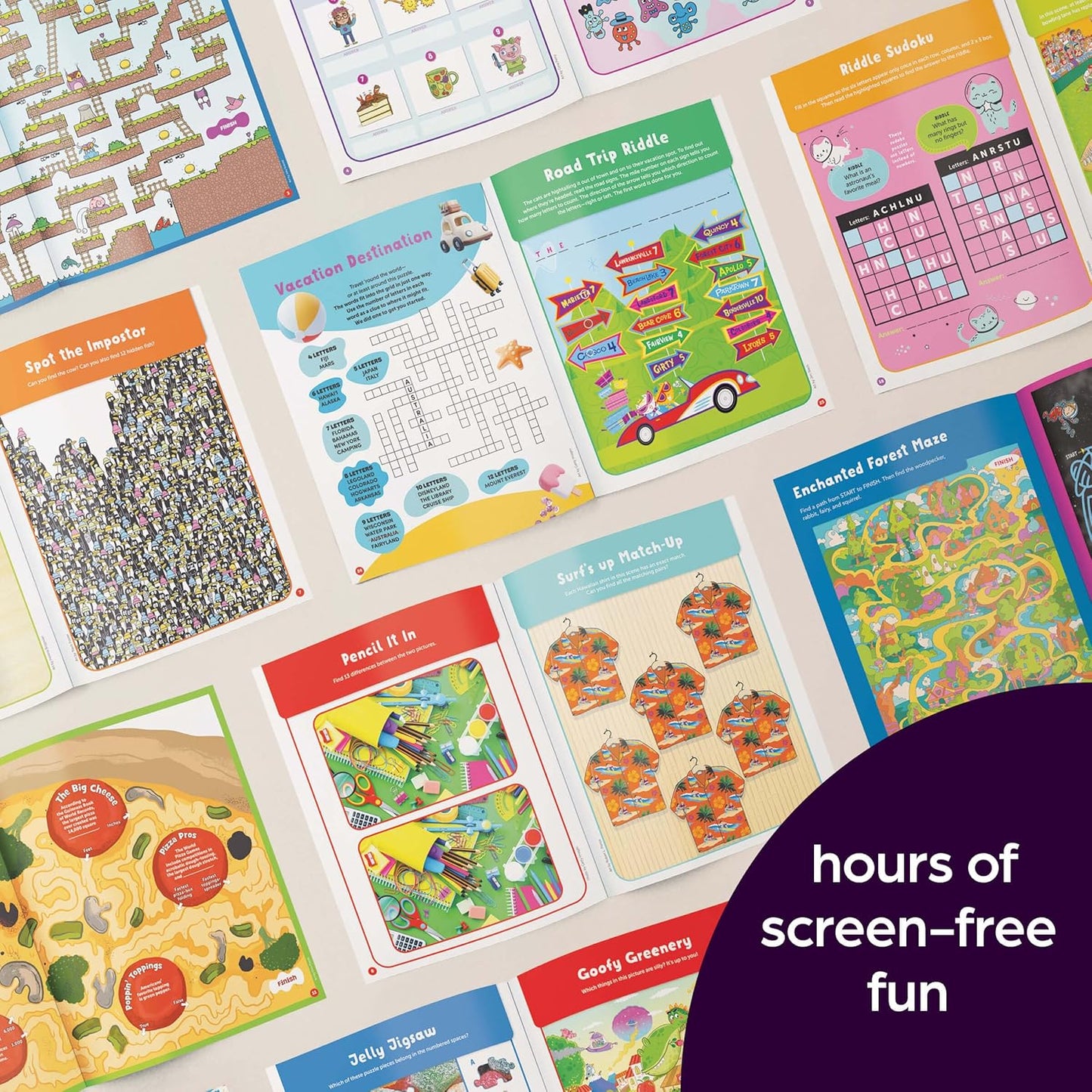 Highlights for Children Puzzle Fun 2025 Books for Kids Ages 6 and Up, 4-Book Set of Brain Teasers, Mazes, Word Puzzles and More Travel-Friendly Screen Free Kids Puzzles