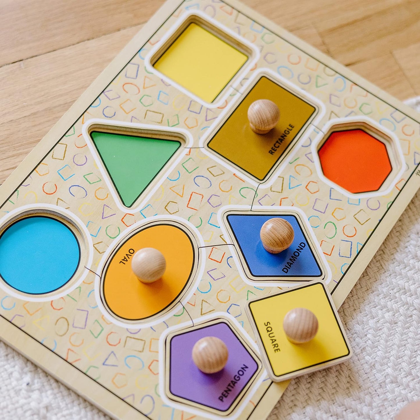 Melissa & Doug Deluxe Jumbo Knob Wooden Puzzle - Geometric Shapes (8 pcs)