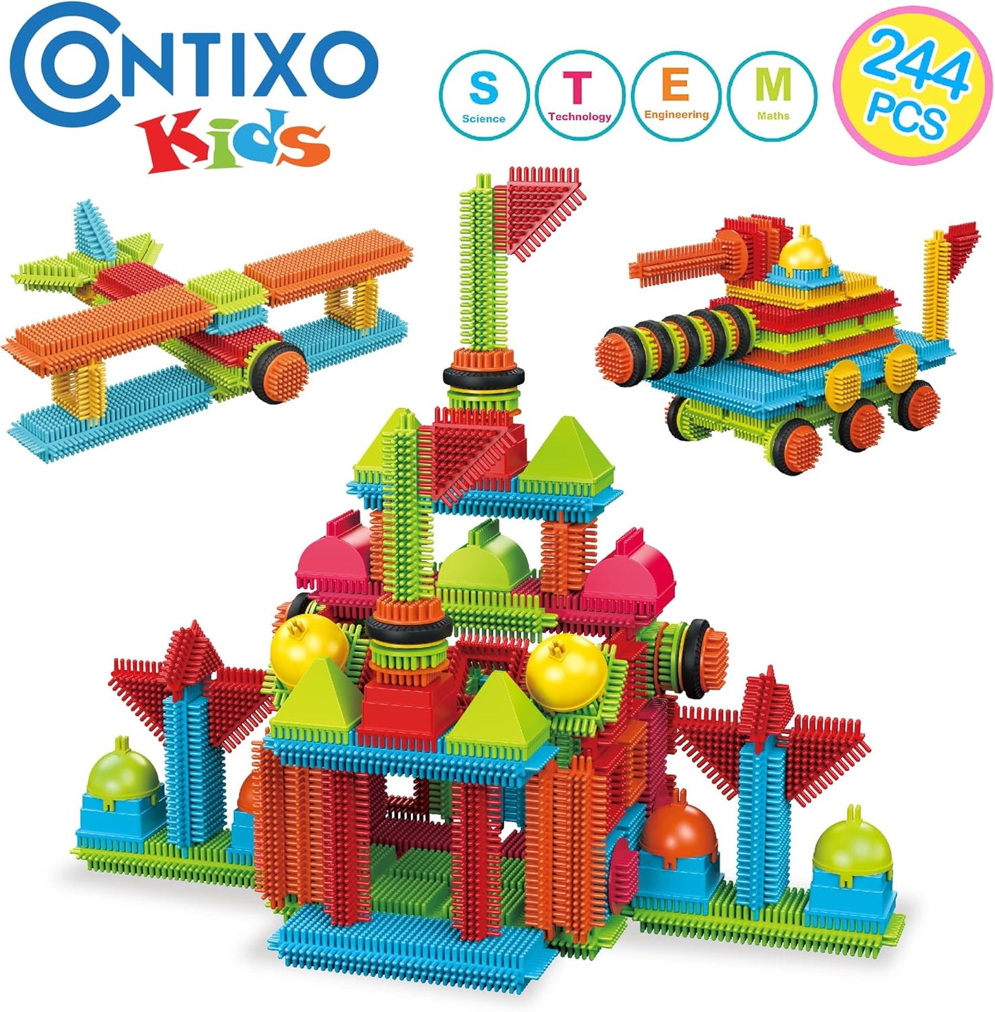 Contixo STEM Building Toys - 110 pcs Marble 3D Magnetic Run Tiles Learning Stacking Educational Building Blocks Set, Creativity Beyond Imagination, Inspirational, Recreational Toy for Kids