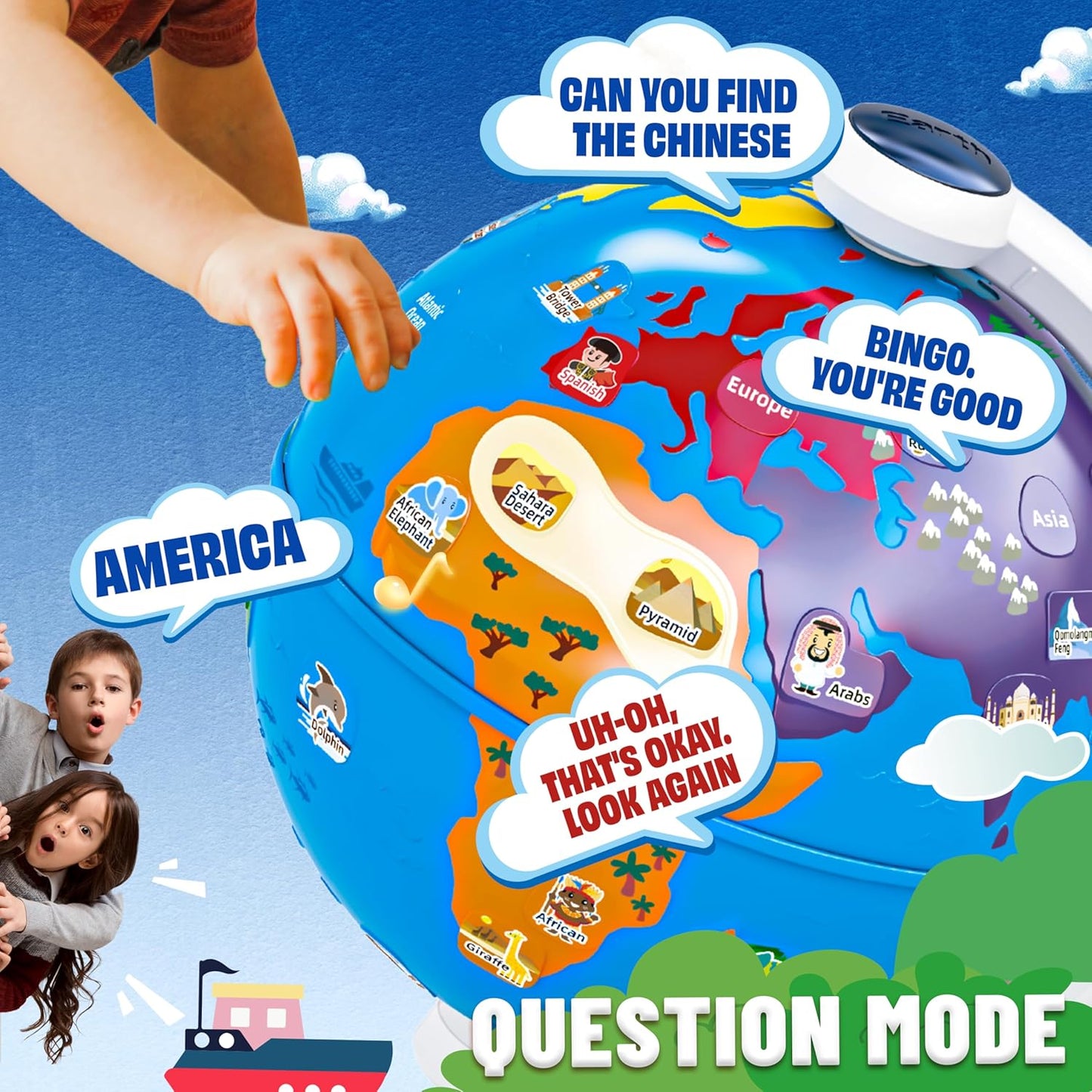SMILESSKIDDO Globe for Kids - Learning toys for 2 Year Olds, Interactive Globe With Dynamic Lighting & Music, Educational Toys for 3 Year Old, Kids Christmas Gifts