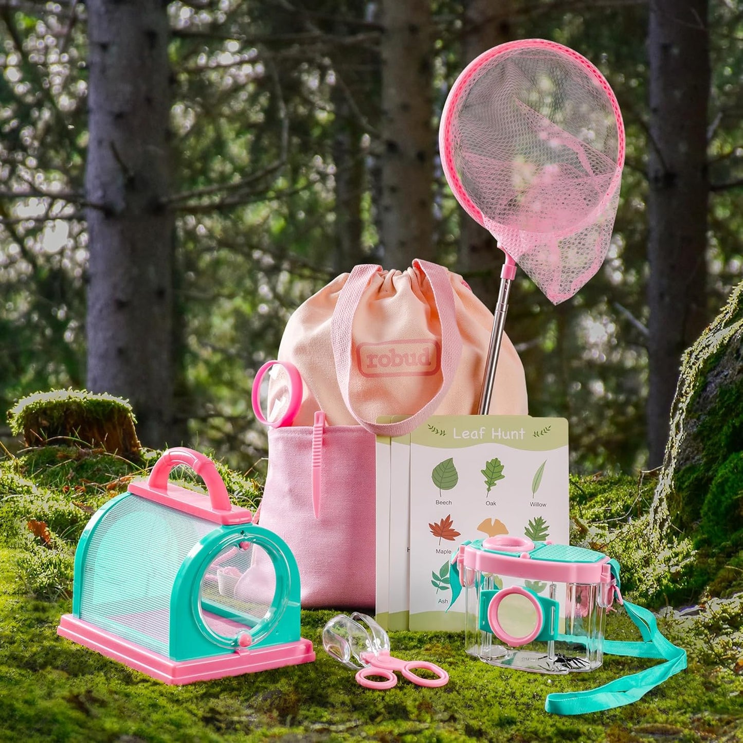 ROBOTIME Kids Explorer Kit, Outdoor Bug Catcher Kit for Kids with Magnifying Glass & Butterfly Net, Fun Bug Catching Kit for Backyard & Camping, Bug Catcher for Boys & Girls 3-12
