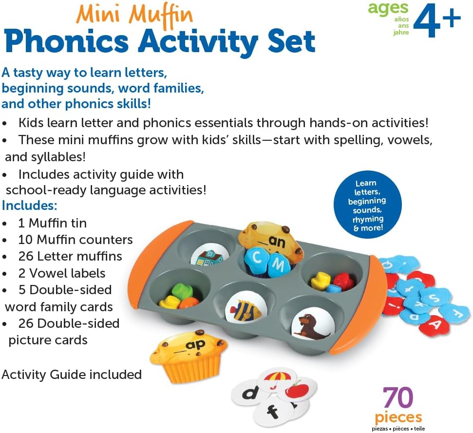 Mini Muffin Match Math Activity Set - 76 Pieces, Ages 3+, Counting Games for Kids, Preschool Toys, Homeschool Montessori Activities, Gifts for Boys and Girls