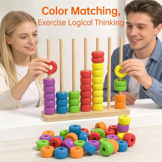 Color Matching Stacking Puzzle Game,Fast Pattern Challenge Ring Stack Puzzle for 2 Players,Competitive Tabletop Brain Teaser for Family Game Night,Stack Solve Set(B)