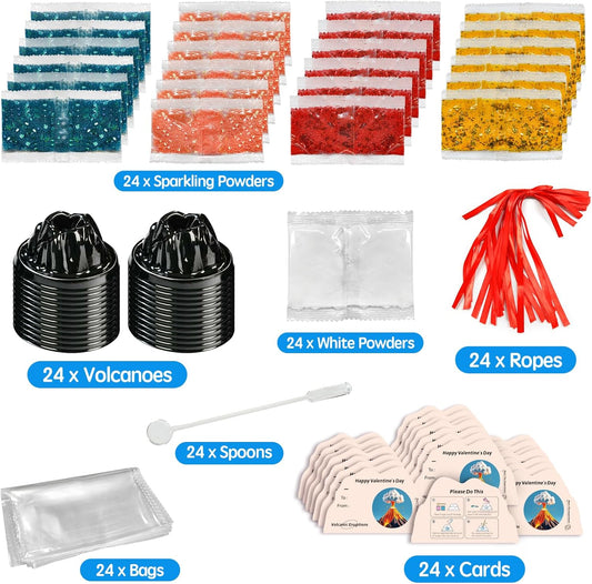24Pcs Volcano Eruption Science Kit Party Favor Experiments Gifts for 4-6 8-12 Age Boys and Girls Valentine's Day Christmas (Valentine, One Size)