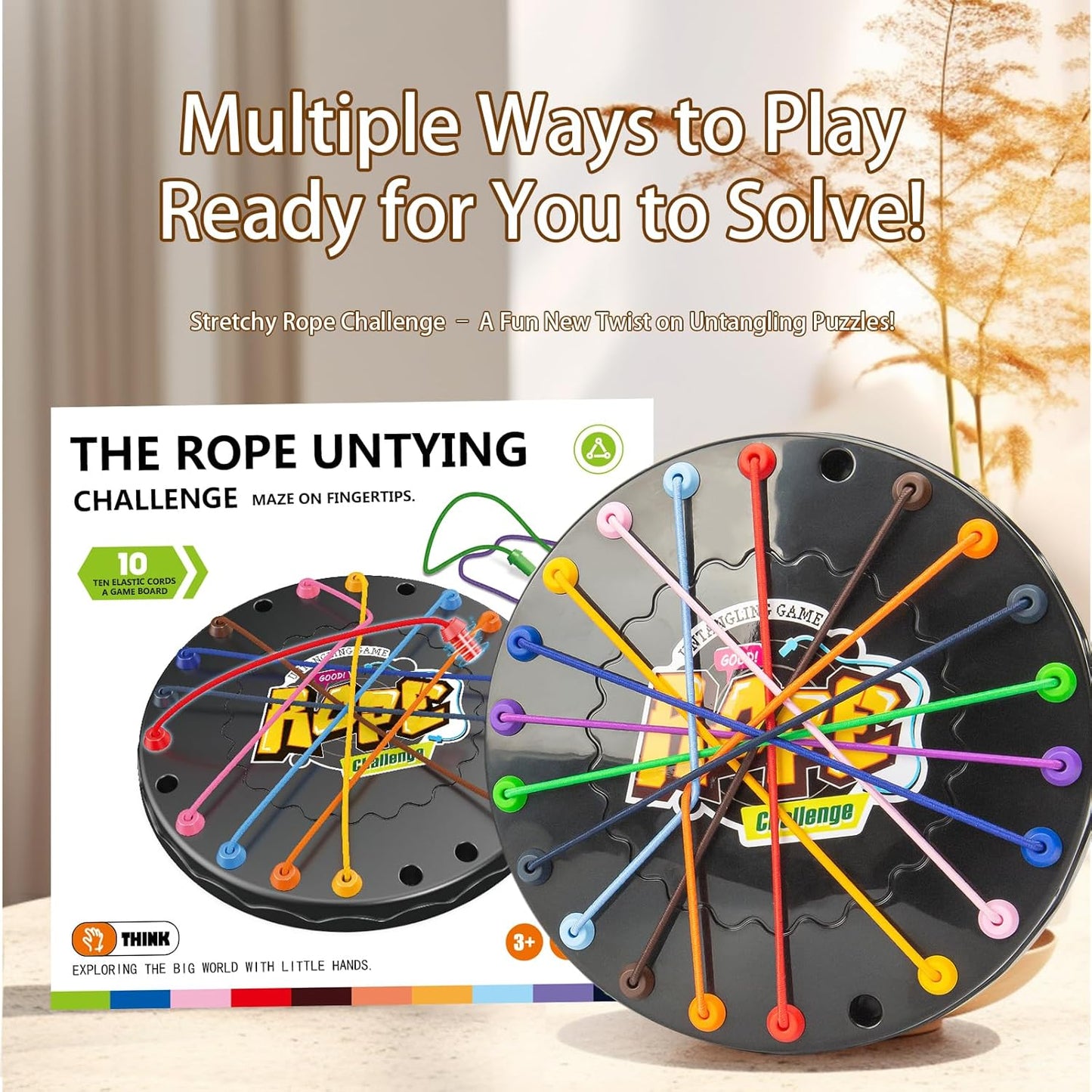 Rope Untangling Puzzle Game, Educational Strategy Board Game for Kids & Adults, Family Travel Party Games with Multi-Level Challenges, Gifts for All Ages