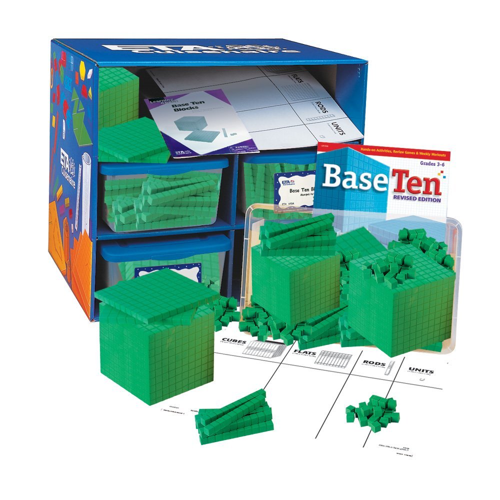 Green Foam Base Ten Blocks Complete Set, Place Value Blocks, Counting Cubes, Base 10 Math Manipulatives, Teacher Supplies for Math Classroom, Montessori Math Materials (Set of 644)