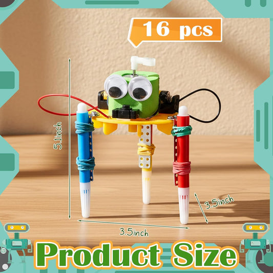 16 Pcs Doodling Robot Building Kits Stem Craft Kits for Kids 8-12, Stem Robotics Kit Toys Educational Robotics DIY Project for Classroom Activities Science Experiments and School Clubs