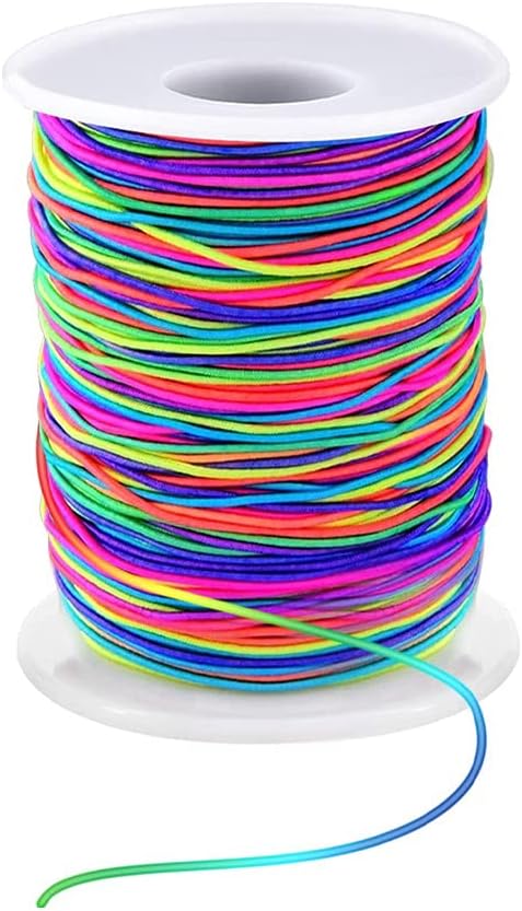 LUSTEMBER 1mm Stretchy Bracelet String, Sturdy Rainbow Elastic String Elastic Cord for Jewelry Making, Necklaces, Beading and