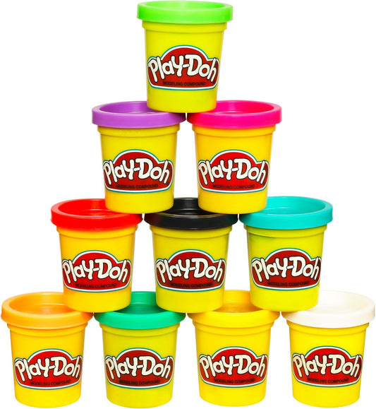 Play Doh Modeling Compound 10-Pack Case of Assorted Colors, Non-Toxic 2 oz. Cans, Back to School Gifts, Prizes, & Party Favor