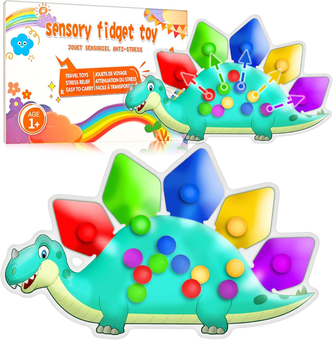 Dinosaur Color Sorting Sensory Toy Travel Toys for Toddler 1-3 Roadtrip Essenstial for Toddlers Boys Gifts Fine Motor Autism 
