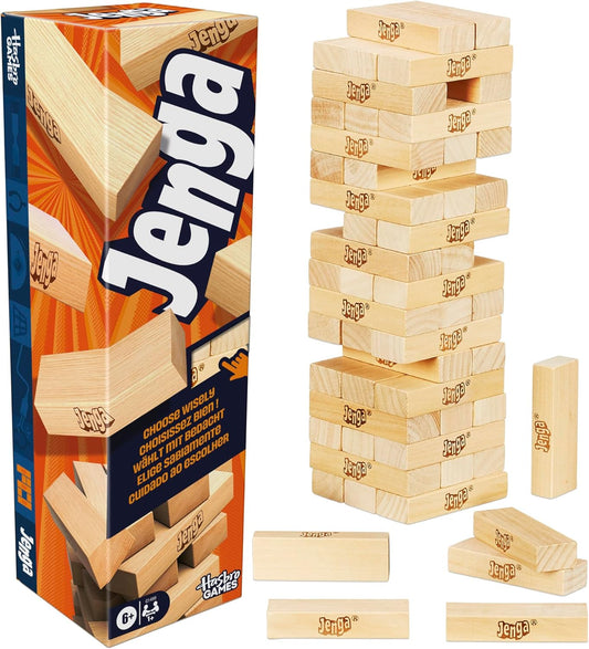 Official Hasbro Games Jenga Game | Digital Die for 6 More Ways to Play | Original Wood Block Game | Stacking Tower | Ages 6+ 