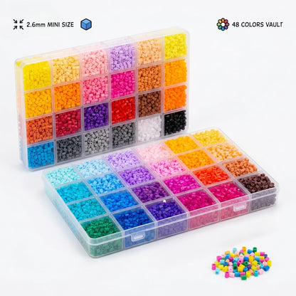 2.6mm Mini Fuse Beads Kit, 28000 Pcs Set in 48 Colors, Including Pegboards, Tweezers, Ironing Paper, Baking Cloth, Bead Pen Creative Arts & Crafts Gift for Kids 8+ & Adults