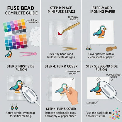 2.6mm Mini Fuse Beads Kit, 28000 Pcs Set in 48 Colors, Including Pegboards, Tweezers, Ironing Paper, Baking Cloth, Bead Pen Creative Arts & Crafts Gift for Kids 8+ & Adults