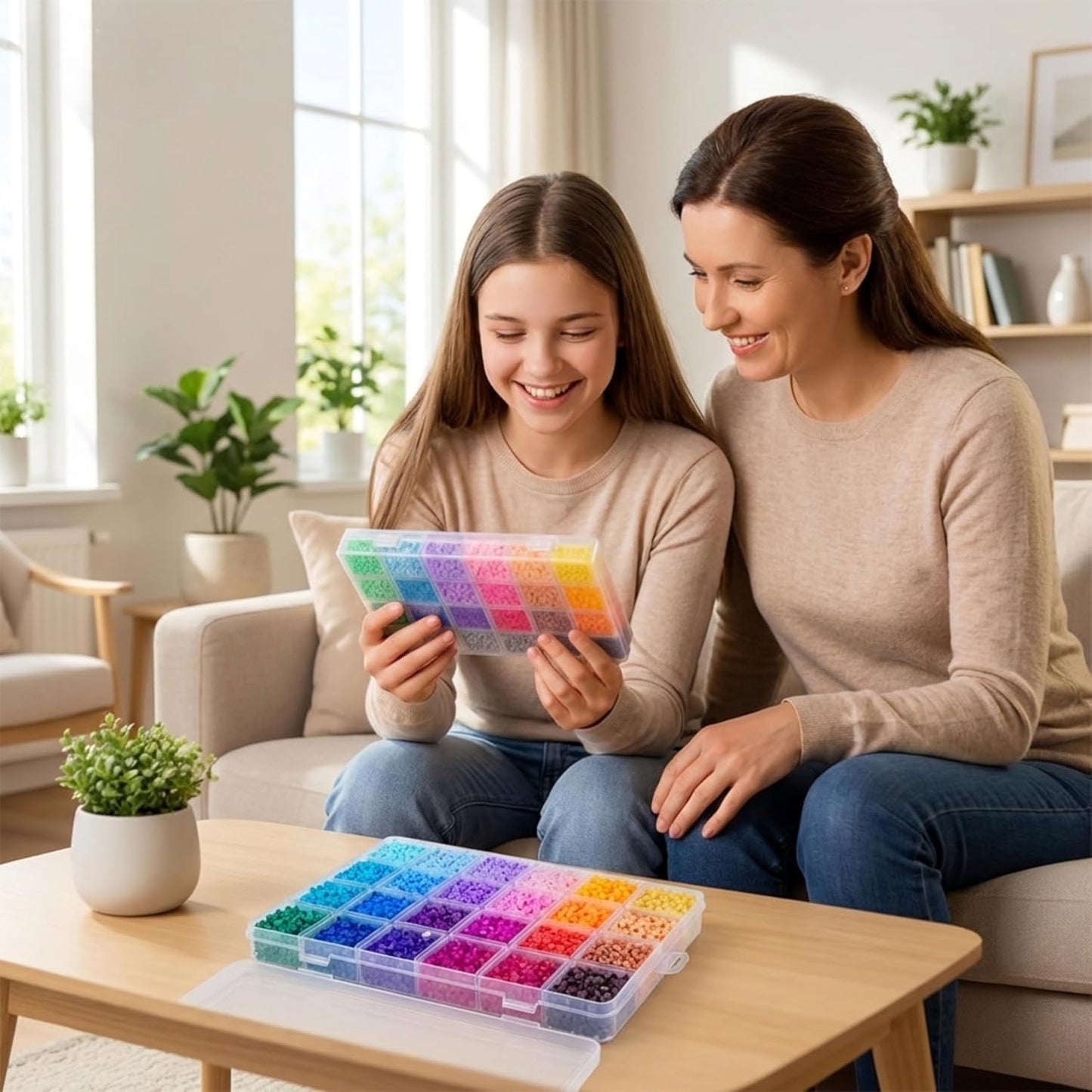 2.6mm Mini Fuse Beads Kit, 28000 Pcs Set in 48 Colors, Including Pegboards, Tweezers, Ironing Paper, Baking Cloth, Bead Pen Creative Arts & Crafts Gift for Kids 8+ & Adults