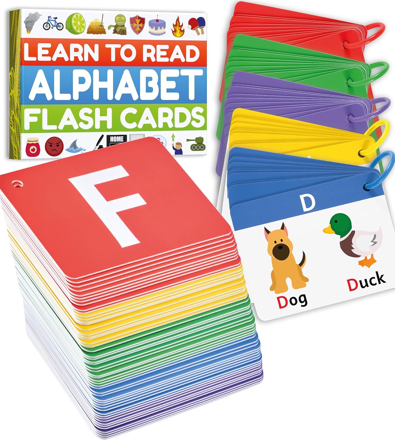 Alphabet Flash Cards - Thick ABC Flash Cards for Kids Ages 3-6 - Lowercase & Uppercase Letter Recognition Learning Game