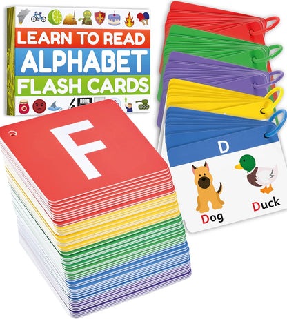 Alphabet Flash Cards - Thick ABC Flash Cards for Kids Ages 3-6 - Lowercase & Uppercase Letter Recognition Learning Game