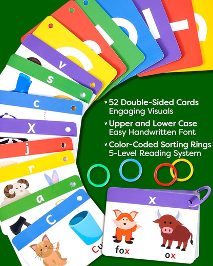 Alphabet Flash Cards - Thick ABC Flash Cards for Kids Ages 3-6 - Lowercase & Uppercase Letter Recognition Learning Game