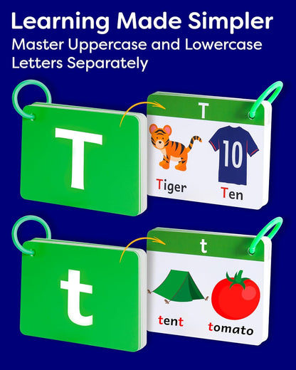 Alphabet Flash Cards - Thick ABC Flash Cards for Kids Ages 3-6 - Lowercase & Uppercase Letter Recognition Learning Game