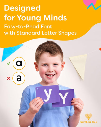 Alphabet Flash Cards - Thick ABC Flash Cards for Kids Ages 3-6 - Lowercase & Uppercase Letter Recognition Learning Game