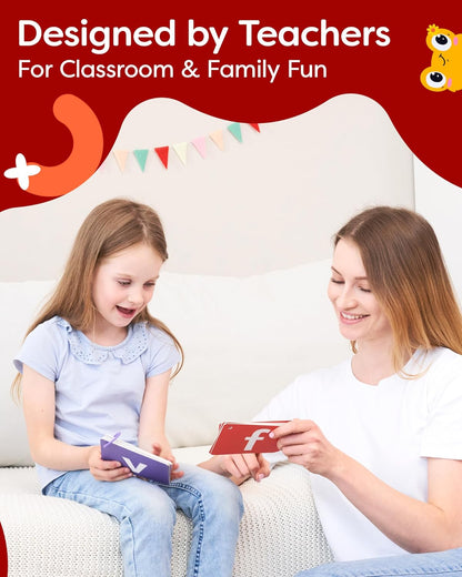 Alphabet Flash Cards - Thick ABC Flash Cards for Kids Ages 3-6 - Lowercase & Uppercase Letter Recognition Learning Game