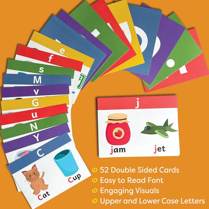 Alphabet Flash Cards - Thick ABC Flash Cards for Kids Ages 3-6 - Lowercase & Uppercase Letter Recognition Learning Game