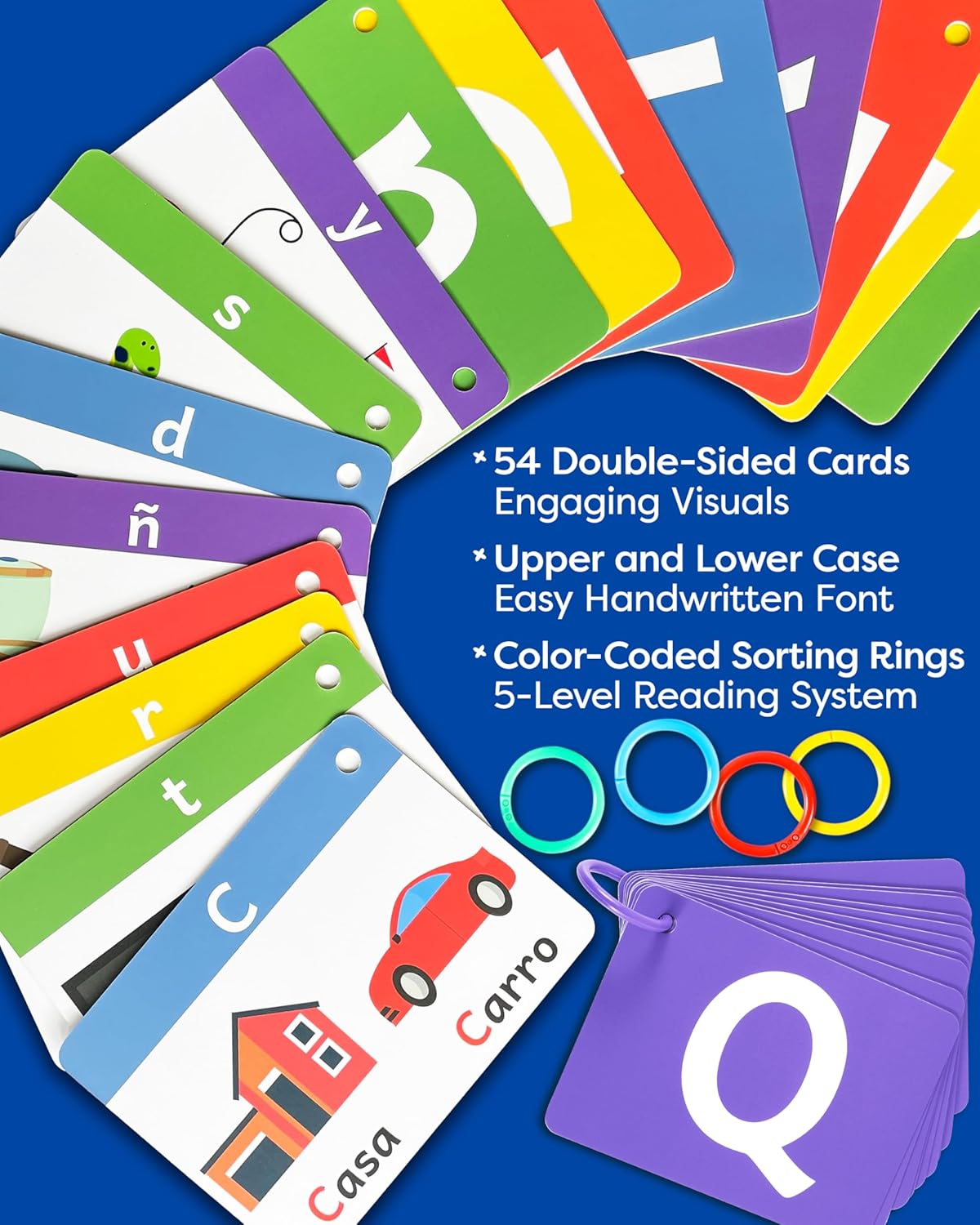 Alphabet Flash Cards - Thick ABC Flash Cards for Kids Ages 3-6 - Lowercase & Uppercase Letter Recognition Learning Game