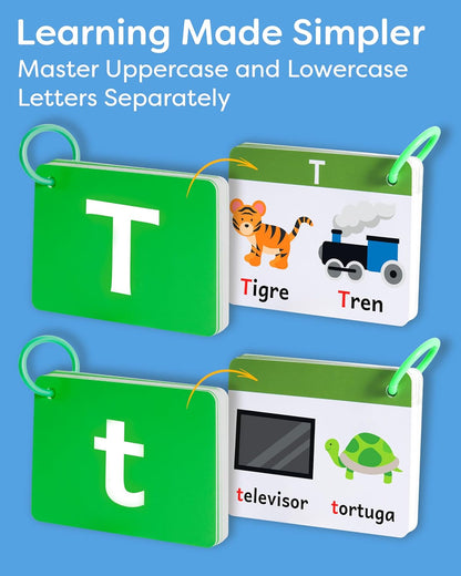 Alphabet Flash Cards - Thick ABC Flash Cards for Kids Ages 3-6 - Lowercase & Uppercase Letter Recognition Learning Game