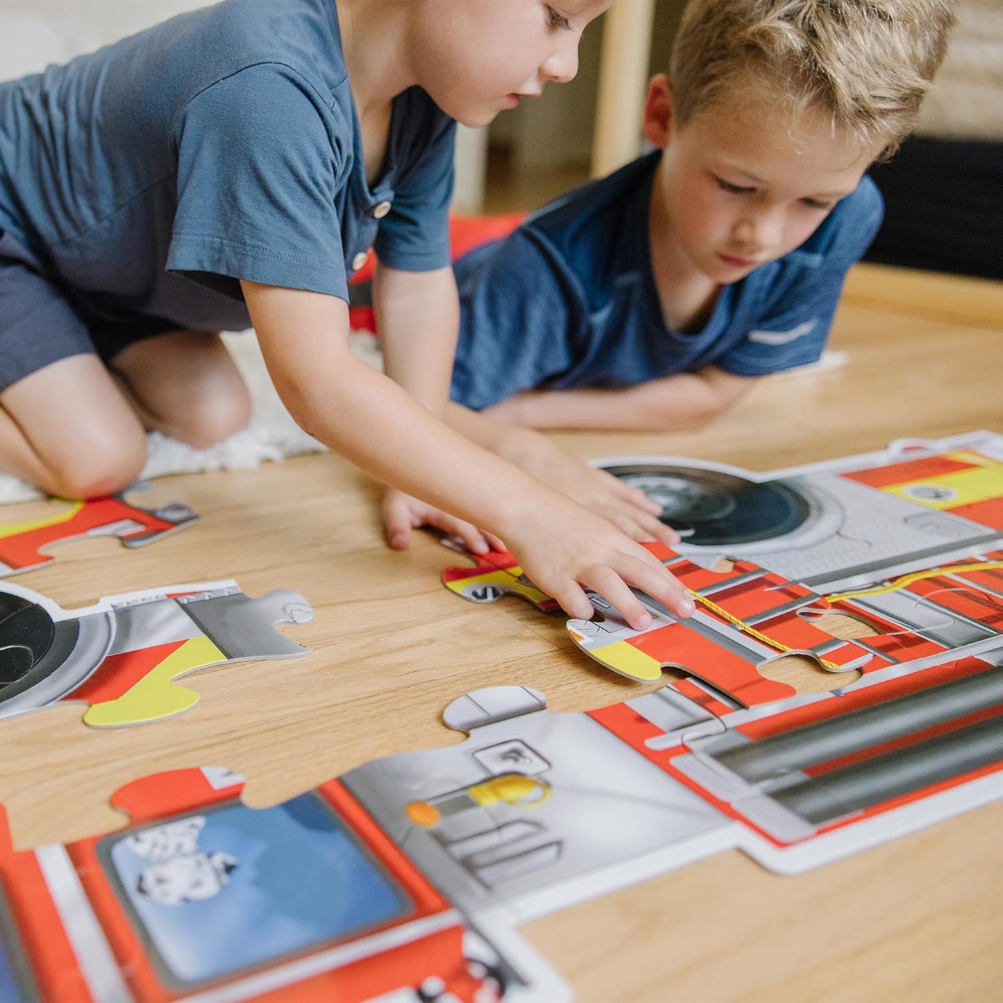 Melissa & Doug Fire Truck Jumbo Jigsaw Floor Puzzle (24 pcs, 4 feet Long) - FSC Certified