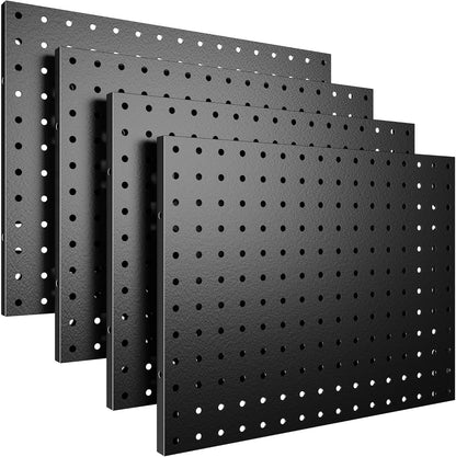 Peg Board, 6 Pack Metal PegBoard Organizer with Accessories, White Pegboard Panels with 50 Pcs Hooks and Baskets, Wall Organizer for Office, Craft Room Organization, Garage, Sewing Room