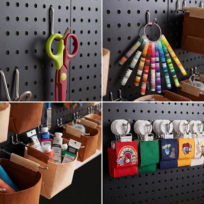 Peg Board, 6 Pack Metal PegBoard Organizer with Accessories, White Pegboard Panels with 50 Pcs Hooks and Baskets, Wall Organizer for Office, Craft Room Organization, Garage, Sewing Room