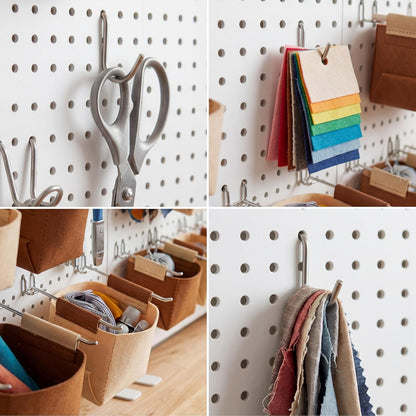Peg Board, 6 Pack Metal PegBoard Organizer with Accessories, White Pegboard Panels with 50 Pcs Hooks and Baskets, Wall Organizer for Office, Craft Room Organization, Garage, Sewing Room
