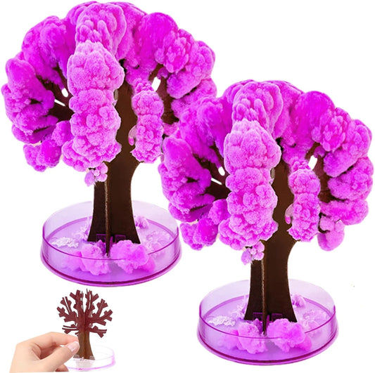 2Pcs Crystal Growing Tree with 3 Potions Mini Paper Crystal Growing Kit for Kids Creative Educational DIY Science Kit for Desk Bookshelf Home Classroom Decor
