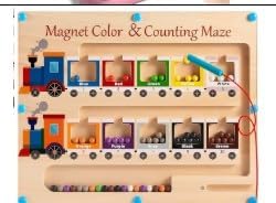 KatchOn, Magnetic Color & Number Maze Board with Wand - Wooden Montessori Busy Board for Kids 3 to 5 Goodie Bag Stuffers Color Sorting, Counting Game Travel Toys for Educational Toys Learning Activity