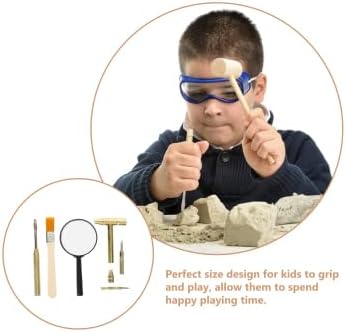 1 Set Dinosaur Dig Tools Kit: Archaeological Excavation Tool Set with Mini Hammer Chisel Brush Scraper Kit
