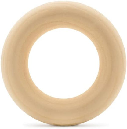 Wood Rings for Crafts 3 Inch, Pack of 5 Unfinished Wooden Rings for Macrame and Jewelry-Making, by Woodpeckers