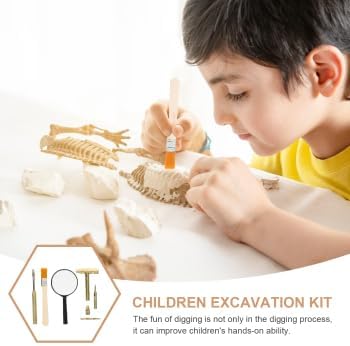 1 Set Dinosaur Dig Tools Kit: Archaeological Excavation Tool Set with Mini Hammer Chisel Brush Scraper Kit