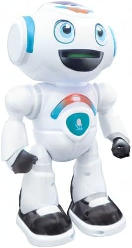 LEXiBOOK Powerman Max - Remote Control Walking Talking Toy Robot STEM Programmable Dances Sings Telling 10,000 Stories 300+ Learning Quiz Shooting Discs and Voice Repeat for Kids 4+ - ROB80EN, White