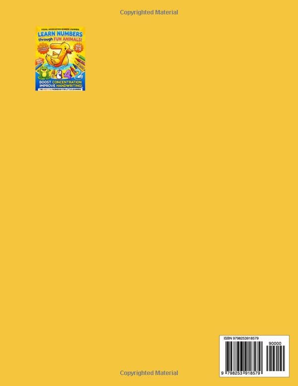 Visual Association Number Learning: Learn Numbers through Fun Animals! Multi-Sensory Activity Book for Toddlers & Preschoolers, Age 3-5, fine motor skills & Pen Control