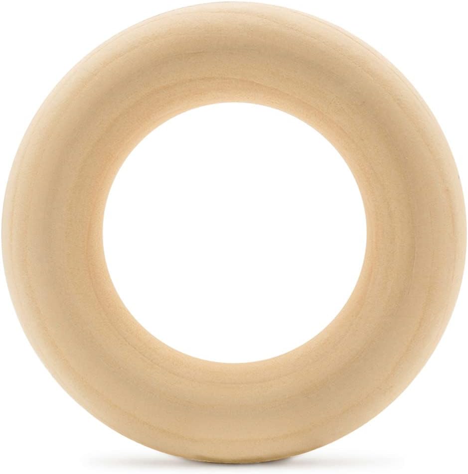 Wood Rings for Crafts 3 Inch, Pack of 5 Unfinished Wooden Rings for Macrame and Jewelry-Making, by Woodpeckers