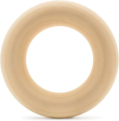 Wood Rings for Crafts 3 Inch, Pack of 5 Unfinished Wooden Rings for Macrame and Jewelry-Making, by Woodpeckers