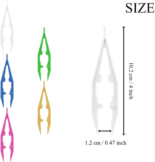 Ckyleole 9 Pieces 3 Colors Plastic Tweezers 4.13 Inch Craft Tweezers Forceps Thickened Plastic Sturdy Fine Motor Skill Learning for Perler Beads Jewelry Making Family Classroom School