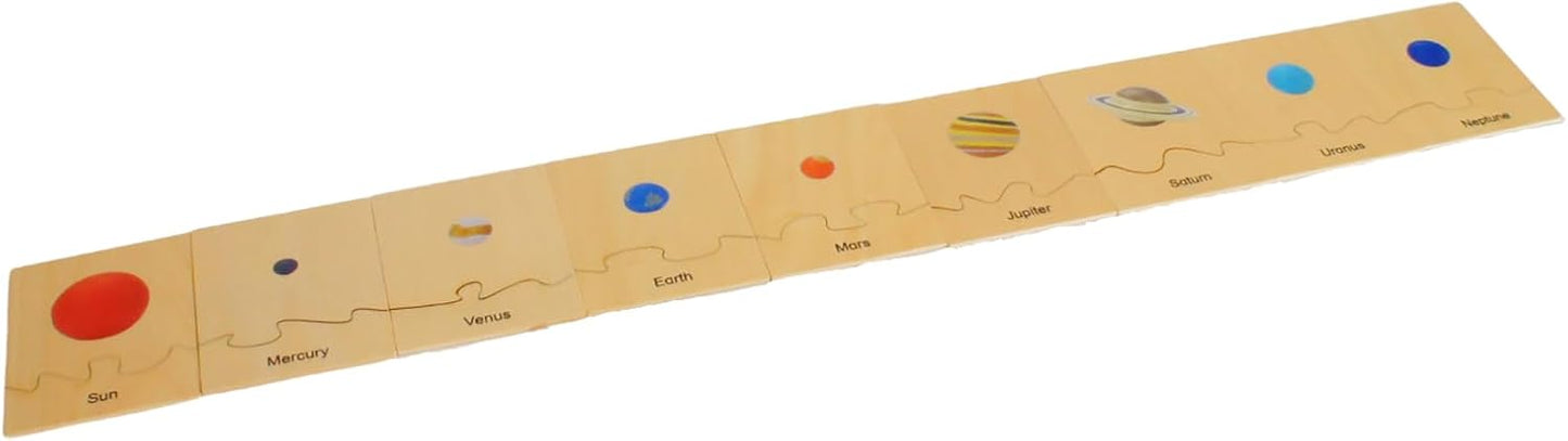 ancona Solar System, Spanish/English Bilingual, Montessori Geography & Space Learning: Preschool Memory Matching Game Box Set with 9 Planet Figurines & Matching Puzzle Cards, Early Education Toy