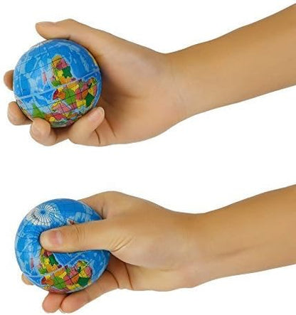 2.48'' Mini Squeezable Globe Stress Balls,Tension Reliver Balls,Party Favor,Soft PU Globe Ball,Earth Pattern,Party Toys