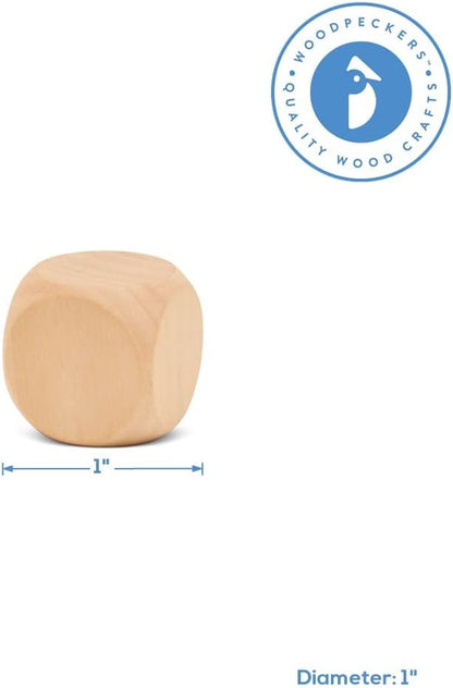 Blank Wooden Dice for Crafting and Games, 1.5 Inch Wood Blocks for Crafts, Pack of 3 Unfinished Small Wooden Blocks for Crafts, Small Wooden Cubes for Games & Party Decor, by Woodpeckers