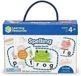 Learning Resources Spelling Puzzle Cards, Kindergarten Readiness, Self Correcting Puzzles, Ages 4+