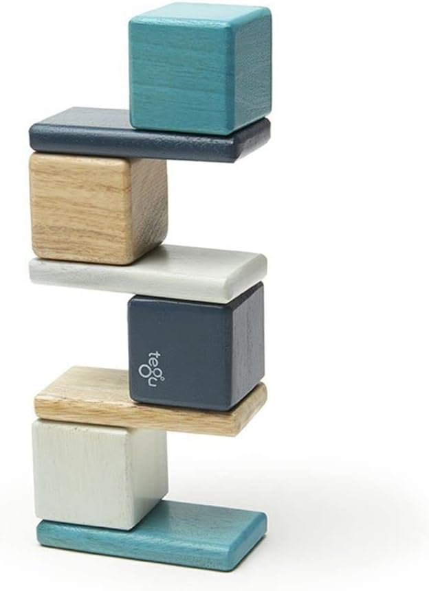 8 Piece Tegu Pocket Pouch Magnetic Wooden Block Set, Tints