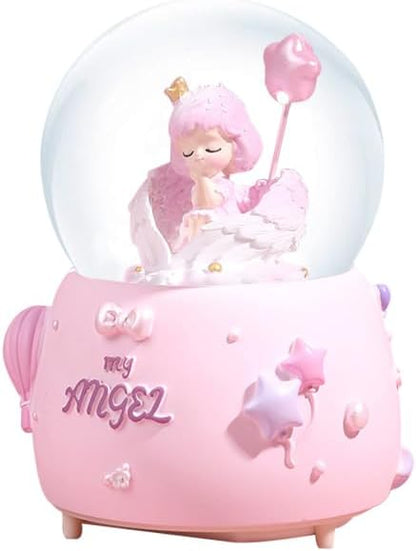 Angel Snow Globe, 80mm Musical Snow Globe with Color Changing LED Lights, Perfect Birthday for Daughter Wife Girlfriend Girls (Purple)