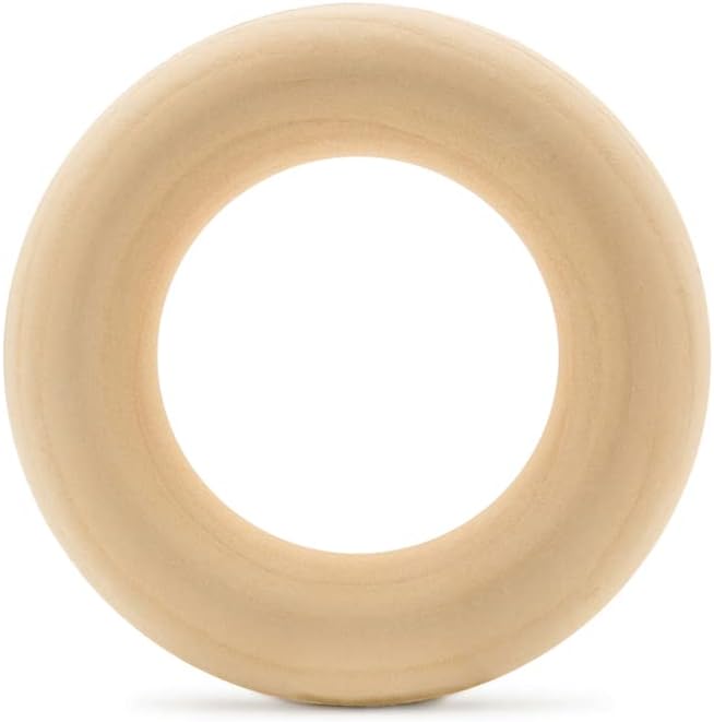 Wood Rings for Crafts 3 Inch, Pack of 5 Unfinished Wooden Rings for Macrame and Jewelry-Making, by Woodpeckers